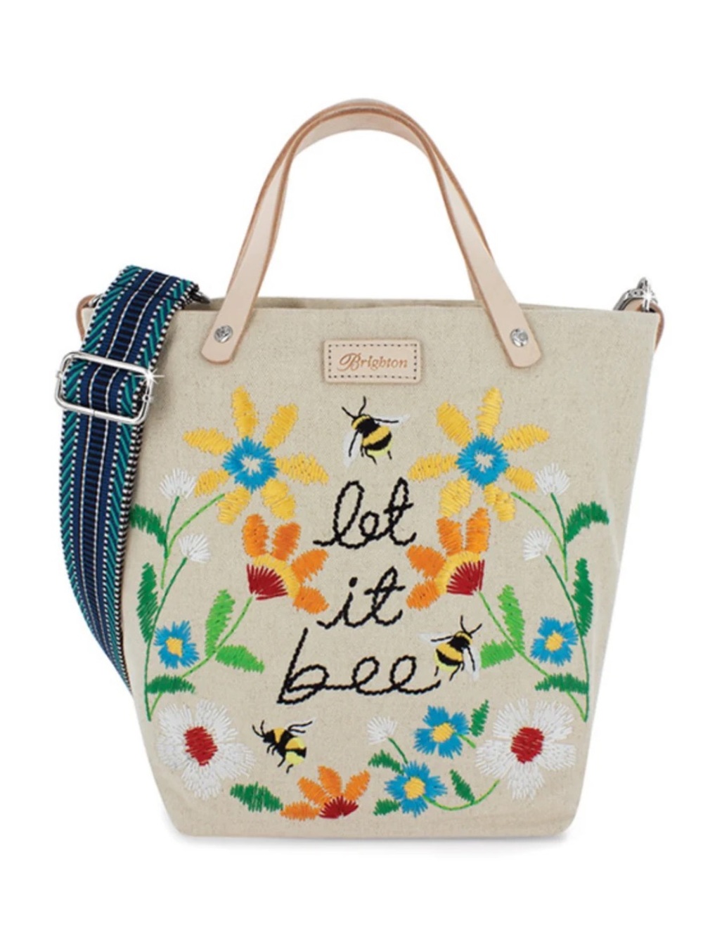 LET IT BEE EMBROIDERED MEDIUM MESSENGER BAG